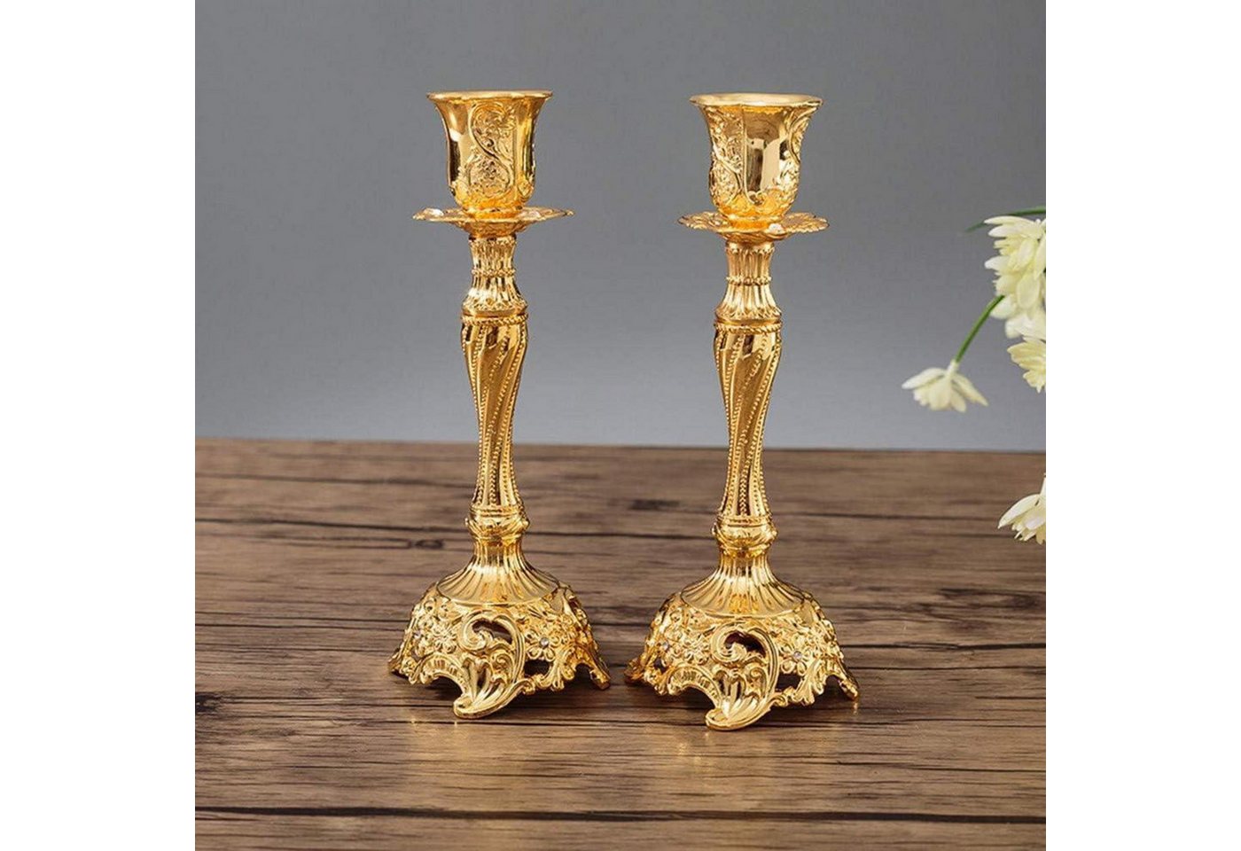 LuxusKollektion Kerzenständer 2er Set Kerzenständer Kerzenhalter Gold Metall Vintage Deko Tischdeko von LuxusKollektion