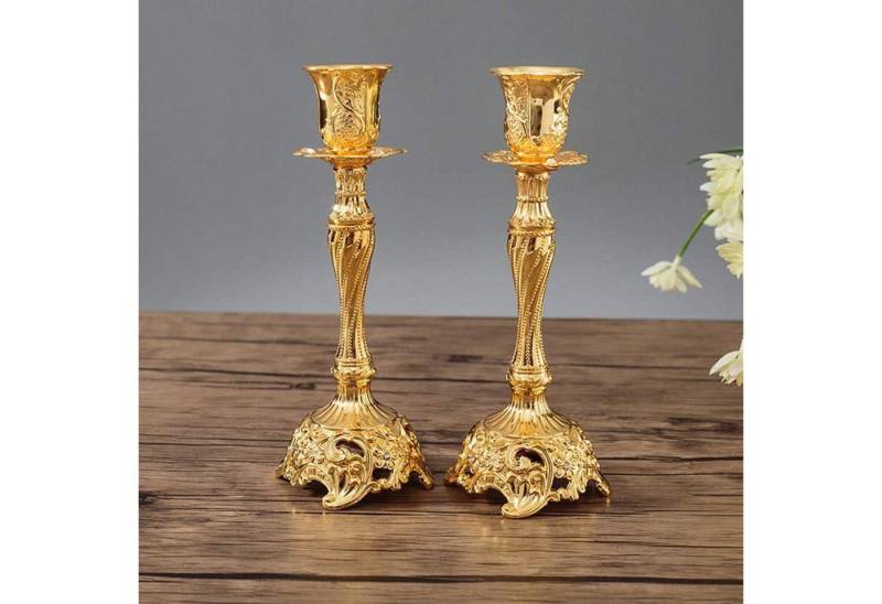 LuxusKollektion Kerzenständer 2er Set Kerzenständer Kerzenhalter Gold Metall Vintage Deko Tischdeko von LuxusKollektion