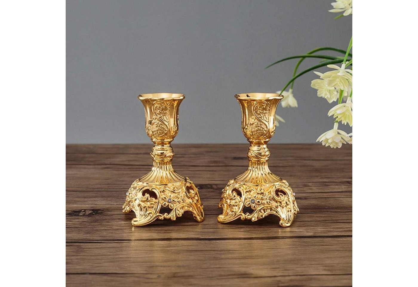 LuxusKollektion Kerzenständer 2er Set Kerzenständer Kerzenhalter in Gold für Schabbat Metall Deko von LuxusKollektion