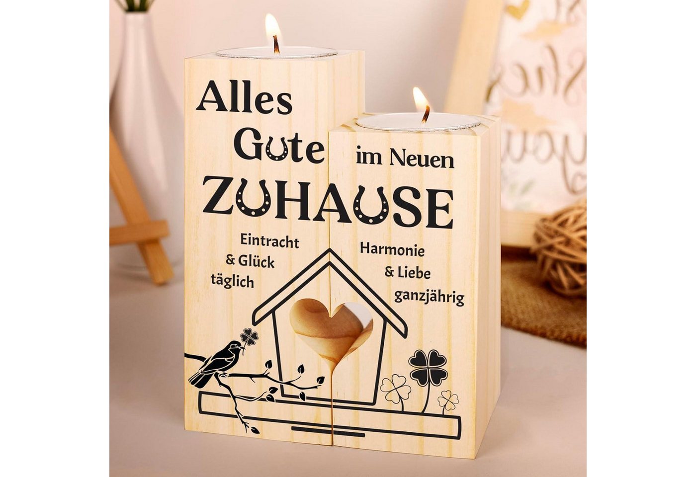 LuxusKollektion Kerzenständer Geschenk Einzug ins Haus Kerzenständer Holz Einweihungsgeschenk Neu von LuxusKollektion