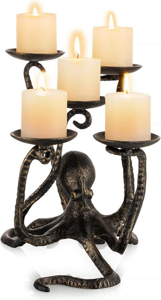 LuxusKollektion Kerzenständer Kerzenhalter Octopus Teelicht Stumpenkerzenhalter Gothic Deko von LuxusKollektion