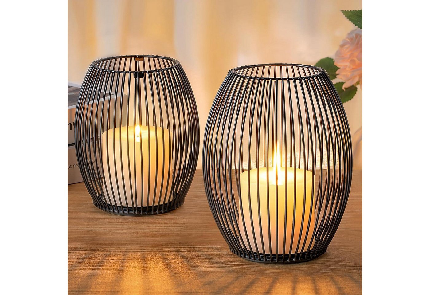 LuxusKollektion Kerzenständer Kerzenständer 2er Set Deko Wohnzimmer Schlafzimmer Badezimmer Schwarz von LuxusKollektion