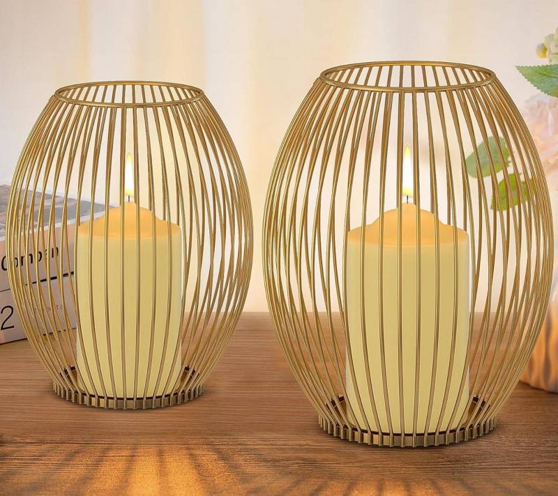 LuxusKollektion Kerzenständer Kerzenständer 2er Set Gold Vintage Metall Wohnzimmer Deko von LuxusKollektion