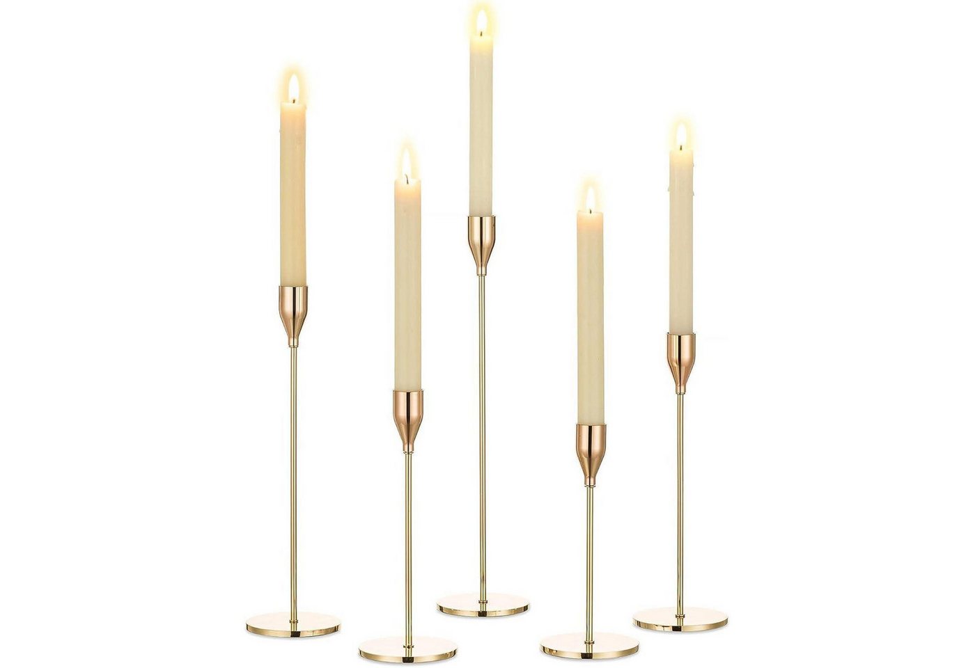 LuxusKollektion Kerzenständer Kerzenständer Kerzenhalter Stabkerze Metall 5er Set Vintage 5 Gold LuxusKollektion Kerzenständer Kerzenständer Kerzenhalter Stabkerze Metall 5er Set Vintage 5 Gold von LuxusKollektion