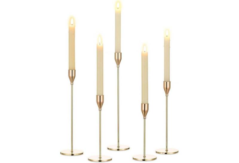 LuxusKollektion Kerzenständer Kerzenständer Kerzenhalter Stabkerze Metall 5er Set Vintage 5 Gold von LuxusKollektion
