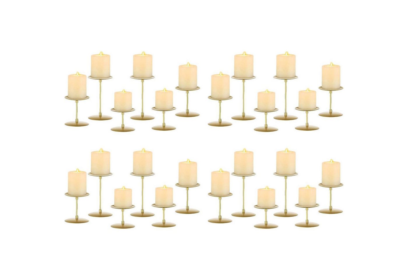LuxusKollektion Kerzenständer Kerzenständer Metall Stumpenkerzen Adventskranz 24er Set Gold von LuxusKollektion