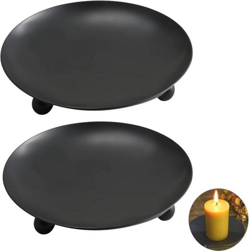 LuxusKollektion Kerzenständer Kerzenständer Stumpenkerzen Teelichthalter Schwarz Metall 2er Set von LuxusKollektion