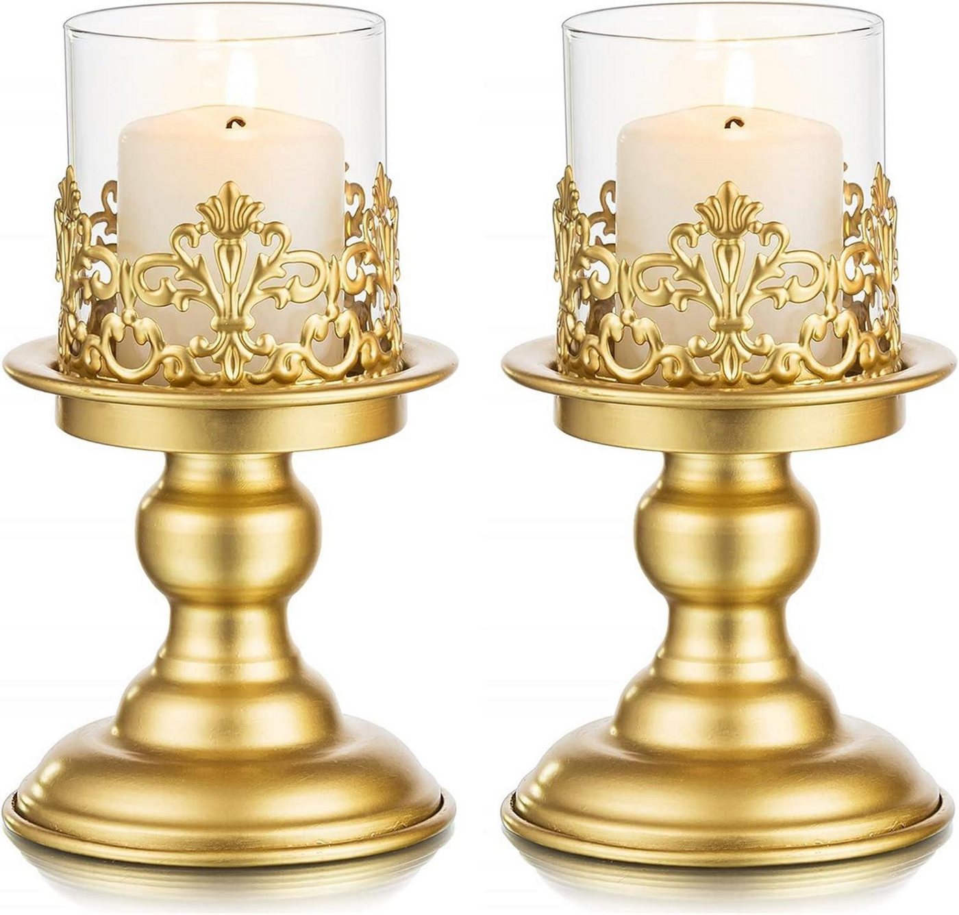 LuxusKollektion Kerzenständer Moderne Gold Metall Kerzenständer für Stumpenkerzen Wohnzimmer Deko von LuxusKollektion