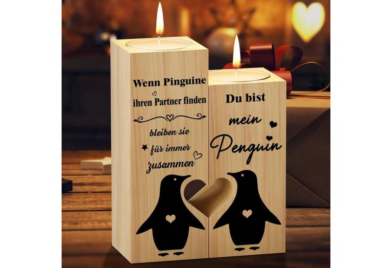 LuxusKollektion Kerzenständer Pinguin Kerzenständer Ich Liebe Dich Valentinstag Geschenk Frau Mann von LuxusKollektion