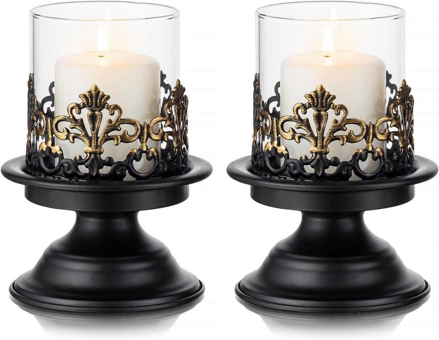 LuxusKollektion Kerzenständer Vintage Kerzenständer für Stumpenkerzen - Schwarz Matt Metall von LuxusKollektion