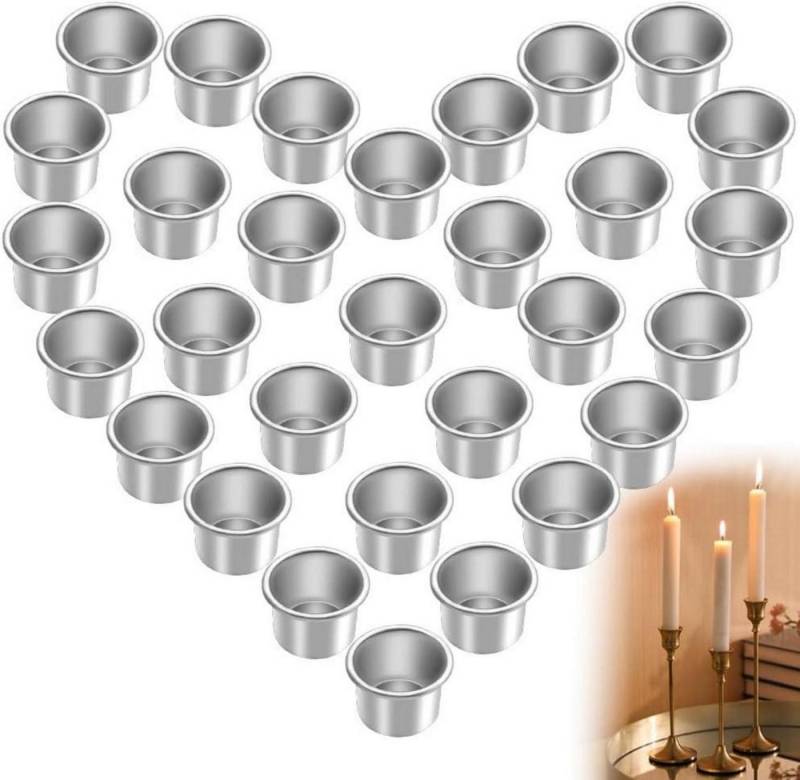 LuxusKollektion Kerzentülle 30er Set Silber Kerzenhalter Stabkerzen Metall Tafelkerzen Wohn von LuxusKollektion