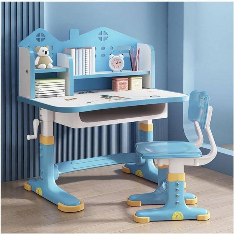 LuxusKollektion Kinderschreibtisch Kinder-Schreibtisch-Stuhl-Set höhenverstellbar Schublade Raketenblau von LuxusKollektion