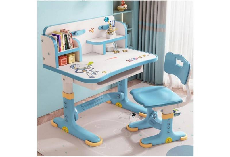 LuxusKollektion Kinderschreibtisch Kinderschreibtisch Höhenverstellbar Stuhlset Rutschfest 602 Space Blue von LuxusKollektion