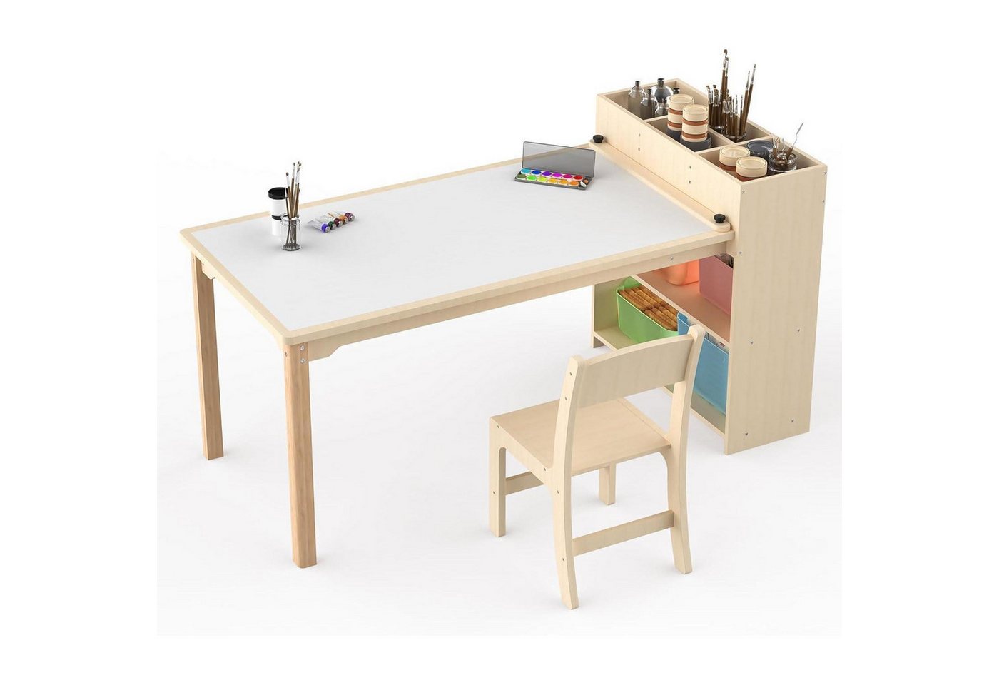 LuxusKollektion Kinderschreibtisch Kinderschreibtisch Stuhl Birkenholz Kreativtisch Stauraum 97*64*50 cm LuxusKollektion Kinderschreibtisch Kinderschreibtisch Stuhl Birkenholz Kreativtisch Stauraum 97*64*50 cm von LuxusKollektion