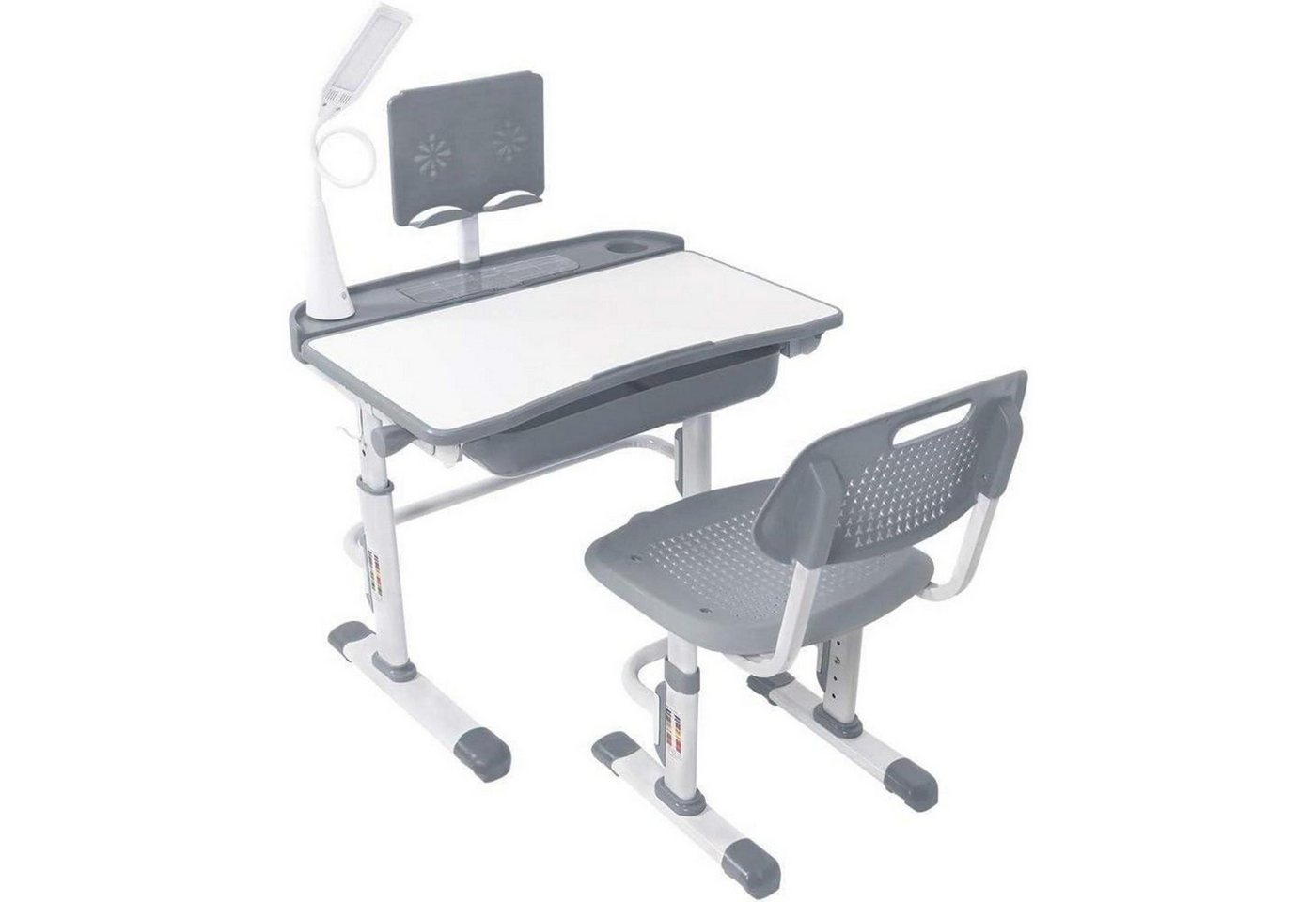 LuxusKollektion Kinderschreibtisch Kinderschreibtisch Stuhlset Verstellbar Augenschutzlampe Grau von LuxusKollektion