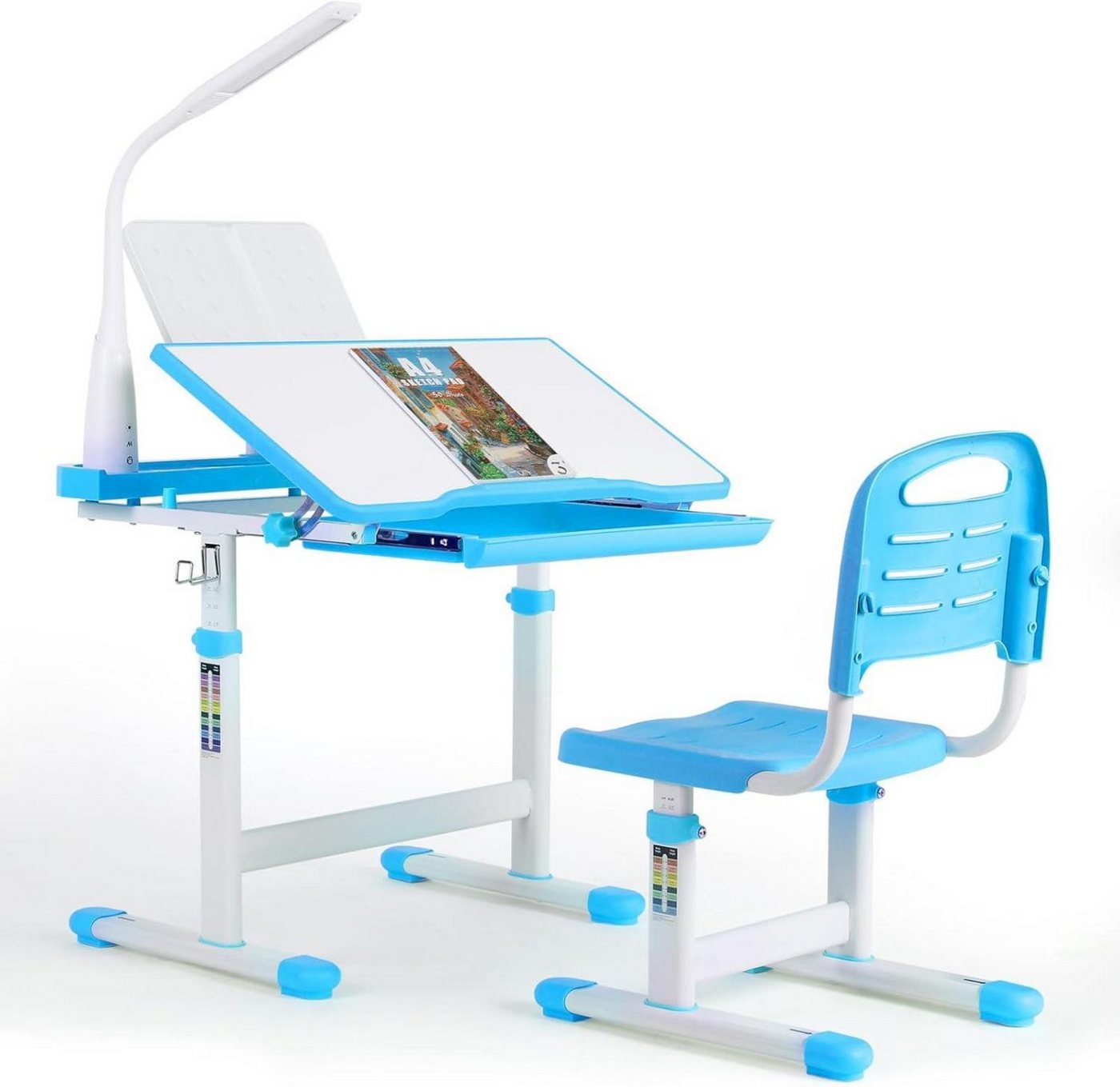 LuxusKollektion Kinderschreibtisch Kinderschreibtisch und Stuhl Set Blau höhenverstellbar Lampe LuxusKollektion Kinderschreibtisch Kinderschreibtisch und Stuhl Set Blau höhenverstellbar Lampe von LuxusKollektion