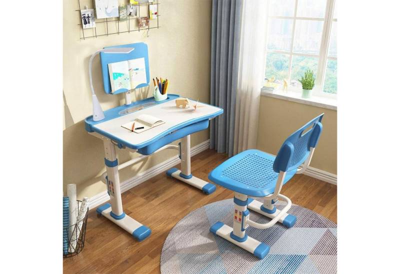 LuxusKollektion Kinderschreibtisch Kinderschreibtischstuhl höhenverstellbar Lampe Bücherständer Hellblau LuxusKollektion Kinderschreibtisch Kinderschreibtischstuhl höhenverstellbar Lampe Bücherständer Hellblau von LuxusKollektion