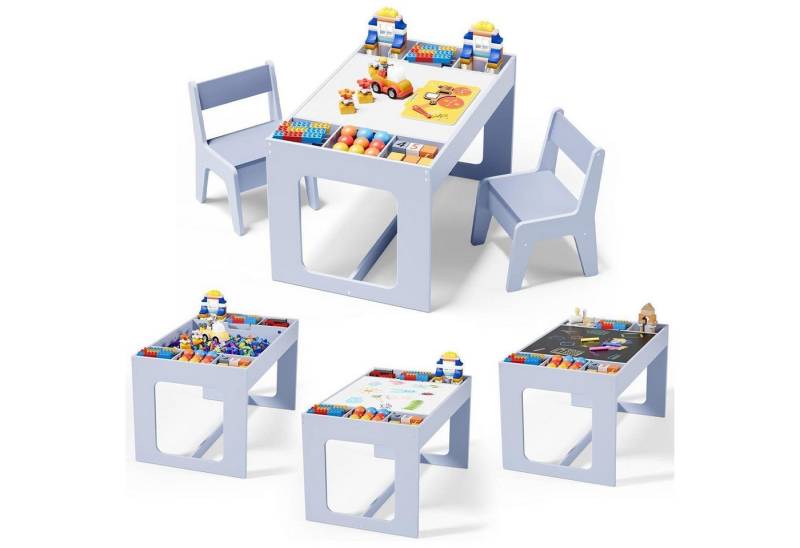 LuxusKollektion Kinderschreibtisch Kindersitzgruppe Stuhlset Stauraum 2Stühle Kita ab3Jahren Blau von LuxusKollektion