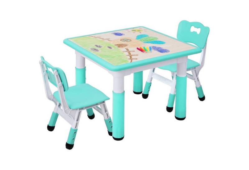 LuxusKollektion Kindertisch Kindertisch 2 Stühle Höhenverstellbar Kindersitzgruppe Grün von LuxusKollektion