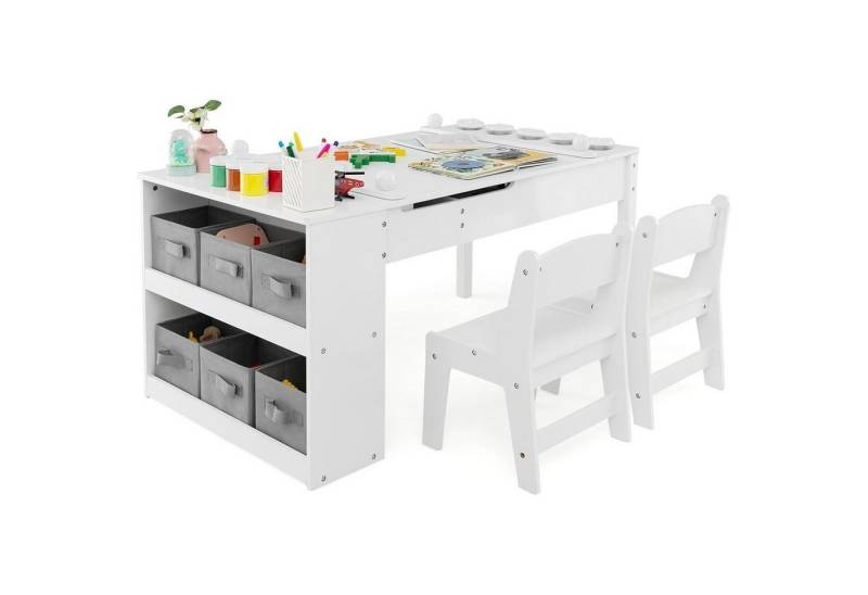 LuxusKollektion Kindertisch Kindertisch 3in1 Holz 2Stühle Maltisch kippbar Weiß mit 2 Ablagen LuxusKollektion Kindertisch Kindertisch 3in1 Holz 2Stühle Maltisch kippbar Weiß mit 2 Ablagen von LuxusKollektion