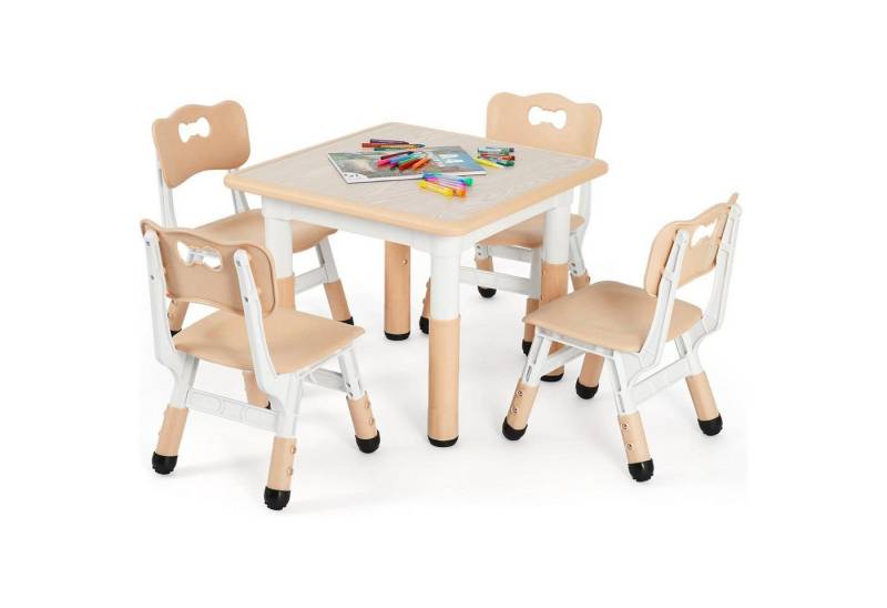 LuxusKollektion Kindertisch Kindertisch 4 Stühle höhenverstellbar Plastik 60 x 60 cm Gelb von LuxusKollektion