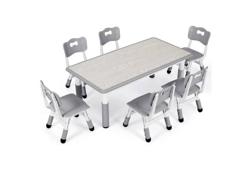 LuxusKollektion Kindertisch Kindertisch Stühle Set 6 höhenverstellbar 60 x 60 x 120 cm Grau von LuxusKollektion
