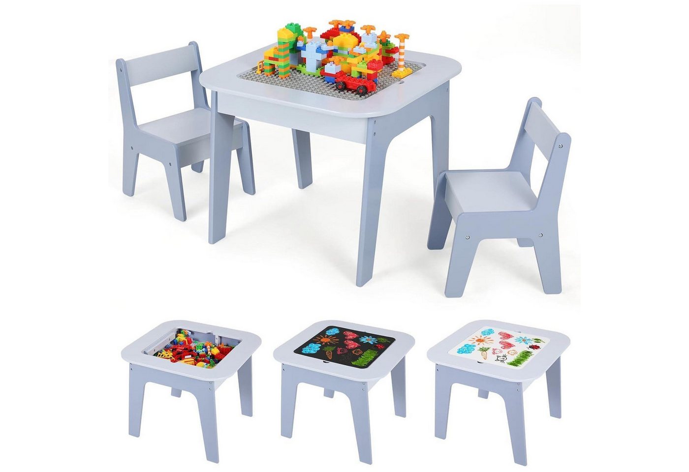 LuxusKollektion Kindertisch Kindertisch Stuhlset 2Stühle Kindersitzgruppe Kindermöbel Blau von LuxusKollektion