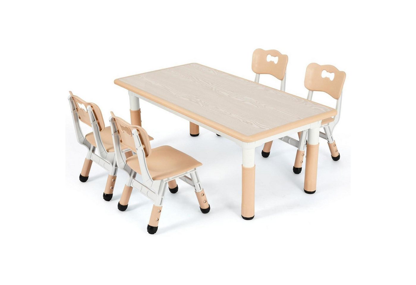 LuxusKollektion Kindertisch Kindertisch Stuhlset Sitzgruppe 4 höhenverstellbar 60 x 120 cm Gelb von LuxusKollektion