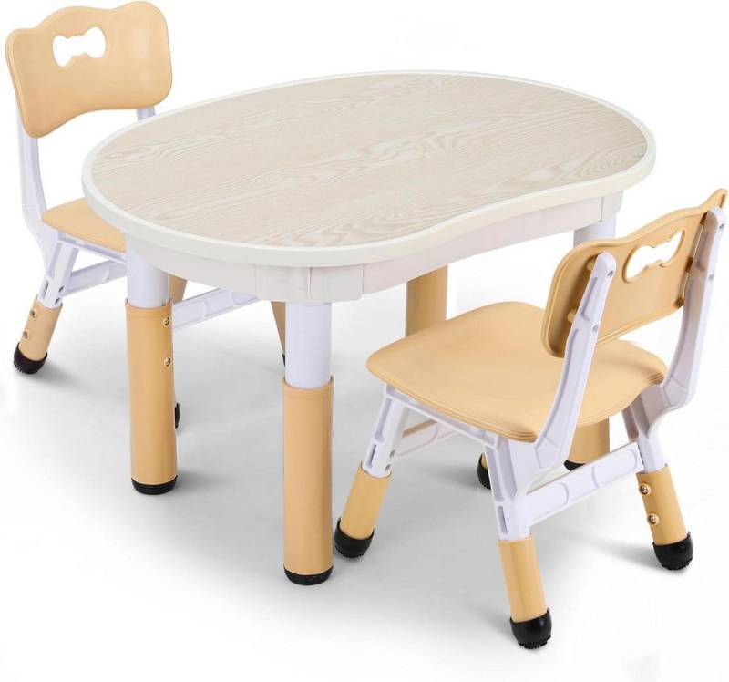 LuxusKollektion Kindertisch Kindertisch mit 2 Stühlen Erdnussform höhenverstellbar von LuxusKollektion