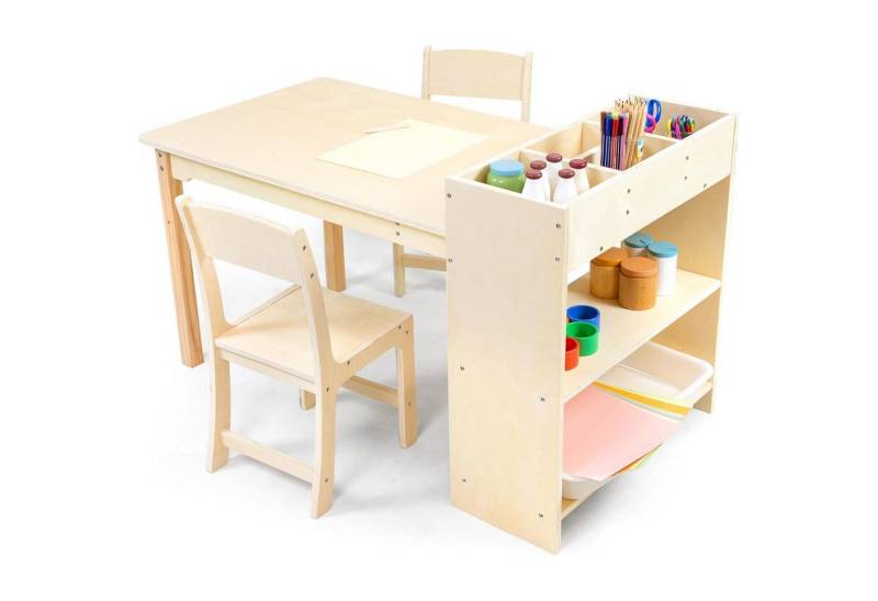 LuxusKollektion Kindertisch Kunsttisch Kinder Birkenholz 2 Stühle Set 106x58cm 106*64*58 cm von LuxusKollektion