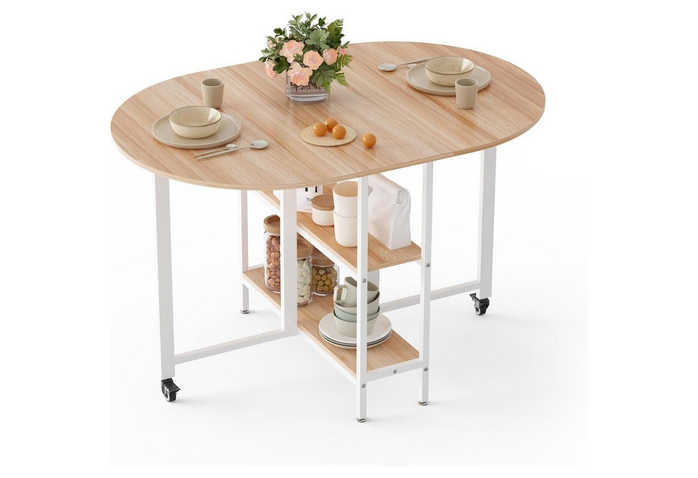 LuxusKollektion Klapptisch Esstisch klappbar 2 offene Ablagen Rundkante Eiche 120 x 80 x 75 cm LuxusKollektion Klapptisch Esstisch klappbar 2 offene Ablagen Rundkante Eiche 120 x 80 x 75 cm von LuxusKollektion