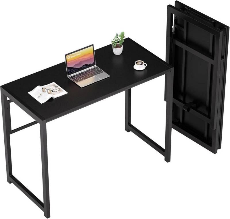LuxusKollektion Klapptisch Klappbarer Schreibtisch 100x48 cm Schwarz Spanplatte Metall Stabil von LuxusKollektion