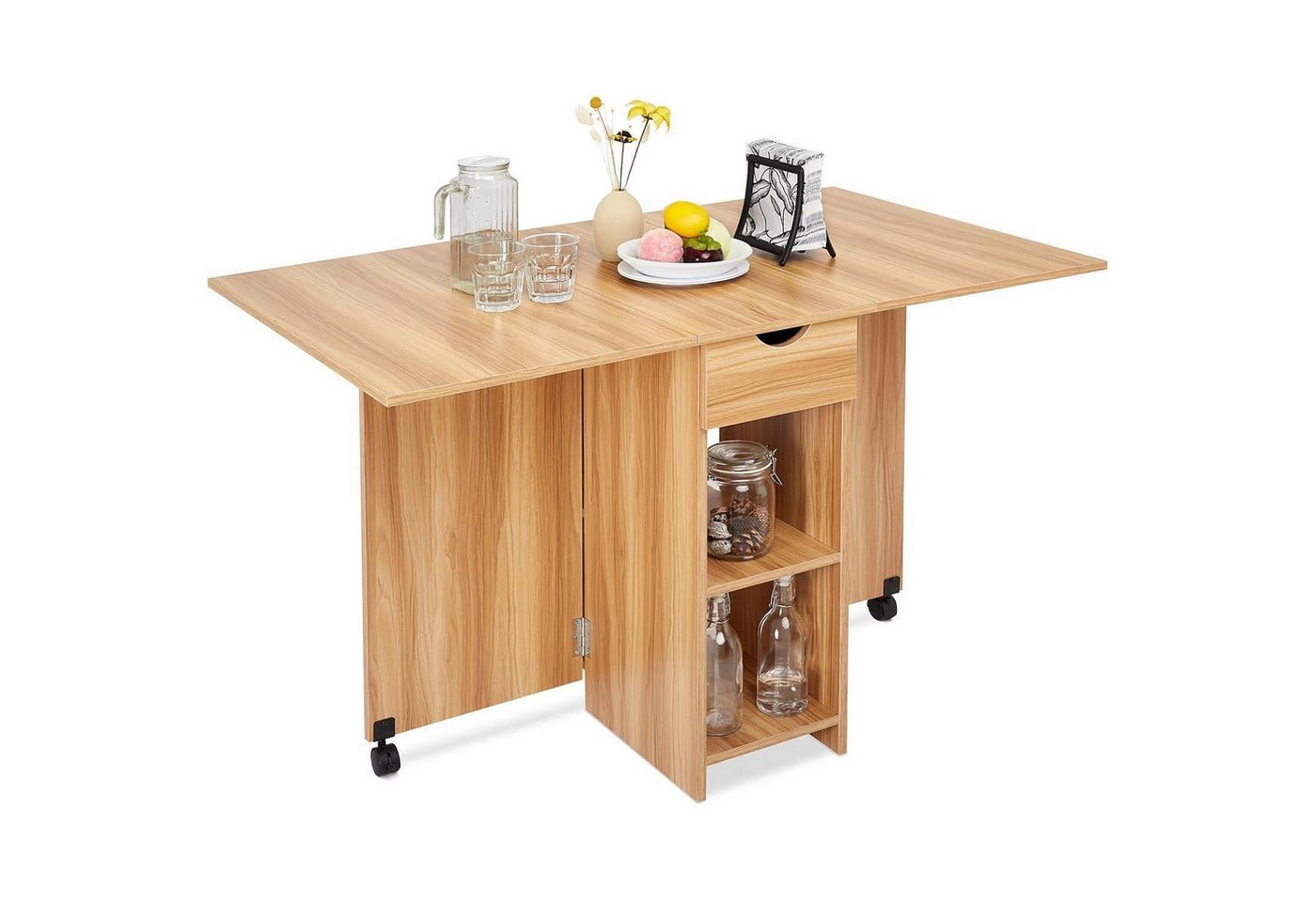 LuxusKollektion Klapptisch Klapptisch Esstisch Schublade Ablagen Roteiche 72 x 120 x 75 cm von LuxusKollektion