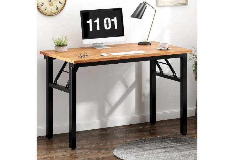 LuxusKollektion Klapptisch Klapptisch Schreibtisch Bürotisch Holz klein Teak-schwarz 100x60CM von LuxusKollektion