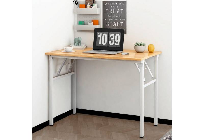 LuxusKollektion Klapptisch Klapptisch Schreibtisch Computertisch Bürotisch Teak-weiß 120x60CM von LuxusKollektion