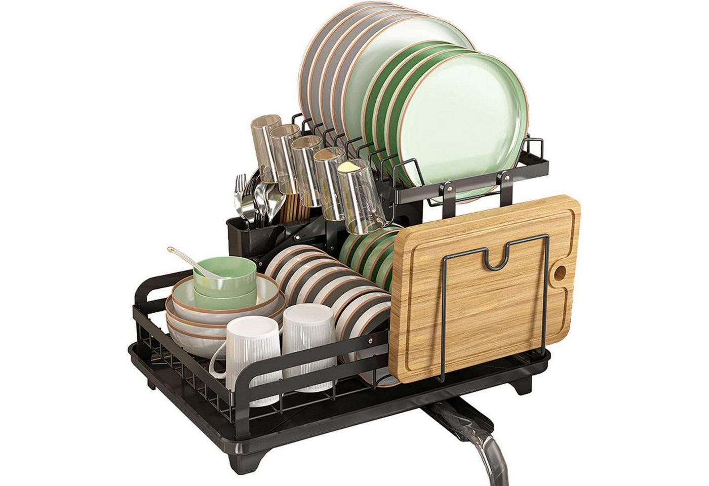 LuxusKollektion Kochbesteck-Set Abtropfgestell Geschirr 2 Ebenen Utensilienhalter Schwarz LuxusKollektion Kochbesteck-Set Abtropfgestell Geschirr 2 Ebenen Utensilienhalter Schwarz von LuxusKollektion