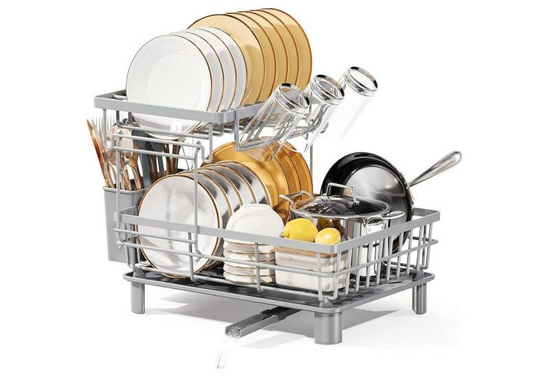 LuxusKollektion Kochbesteck-Set Abtropfgestell Geschirr Abtropfschale Edelstahl Auslauf Grau Klein LuxusKollektion Kochbesteck-Set Abtropfgestell Geschirr Abtropfschale Edelstahl Auslauf Grau Klein von LuxusKollektion
