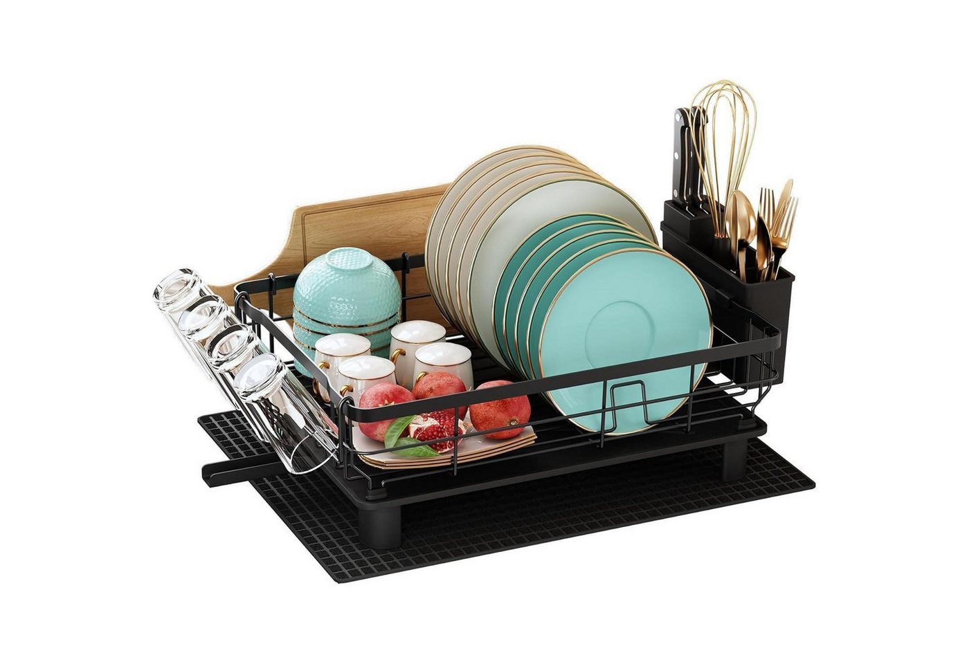 LuxusKollektion Kochbesteck-Set Abtropfgestell Geschirr Edelstahl 360Grad Auslauf Schwarz-eins-stufe von LuxusKollektion