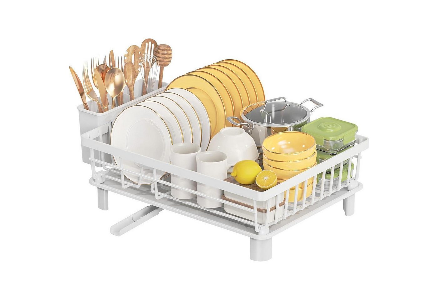 LuxusKollektion Kochbesteck-Set Abtropfgestell Geschirr Edelstahl Abtropfschale Auslauf Weiß Großer LuxusKollektion Kochbesteck-Set Abtropfgestell Geschirr Edelstahl Abtropfschale Auslauf Weiß Großer von LuxusKollektion