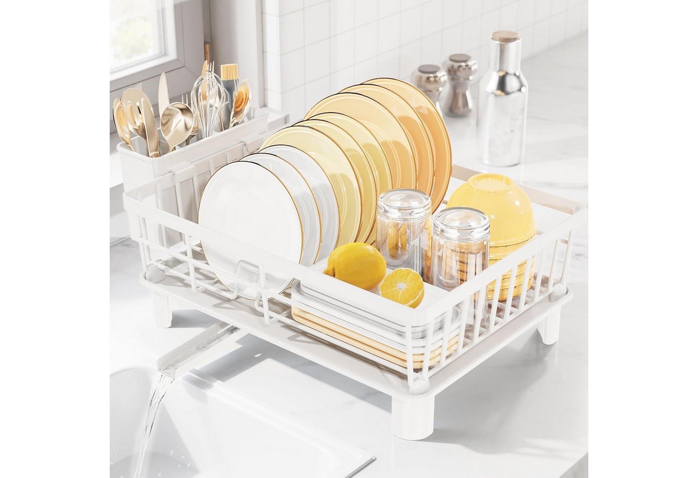 LuxusKollektion Kochbesteck-Set Abtropfgestell Geschirr Edelstahl Abtropfschale Weiß Klein LuxusKollektion Kochbesteck-Set Abtropfgestell Geschirr Edelstahl Abtropfschale Weiß Klein von LuxusKollektion