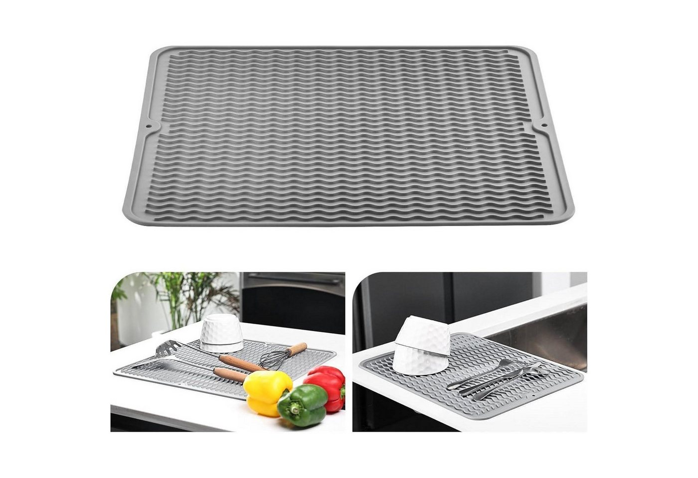 LuxusKollektion Kochbesteck-Set Abtropfmatte Silikon 30x40cm Geschirr Spülmatte 30D x 40W cm Hellgrau LuxusKollektion Kochbesteck-Set Abtropfmatte Silikon 30x40cm Geschirr Spülmatte 30D x 40W cm Hellgrau von LuxusKollektion