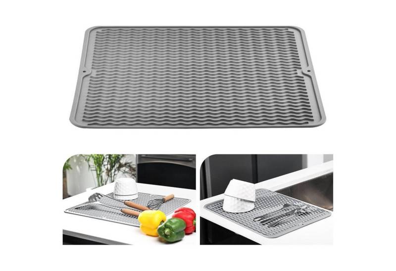 LuxusKollektion Kochbesteck-Set Abtropfmatte Silikon 30x40cm Geschirr Spülmatte 30D x 40W cm Hellgrau von LuxusKollektion