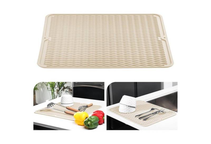 LuxusKollektion Kochbesteck-Set Abtropfmatte Silikon Spülmatte Geschirr Spüle 40x45cm Beige von LuxusKollektion