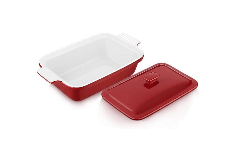 LuxusKollektion Kochbesteck-Set Auflaufform Keramik Deckel 30,5x17,8cm Lasagnepfanne rot 1,9 Quart LuxusKollektion Kochbesteck-Set Auflaufform Keramik Deckel 30,5x17,8cm Lasagnepfanne rot 1,9 Quart von LuxusKollektion
