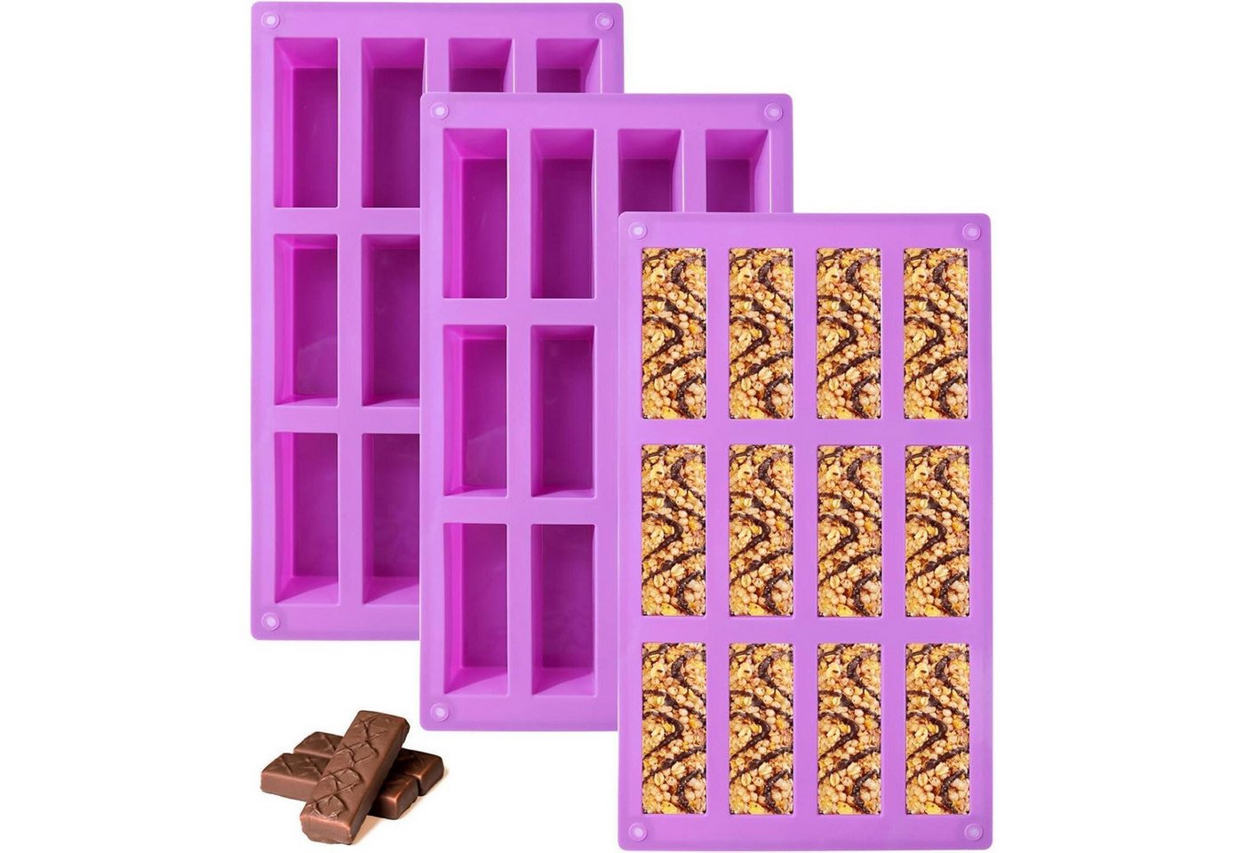 LuxusKollektion Kochbesteck-Set Backform Silikon Müsliriegel Rechteck Getreide Protein 12 Mulden von LuxusKollektion