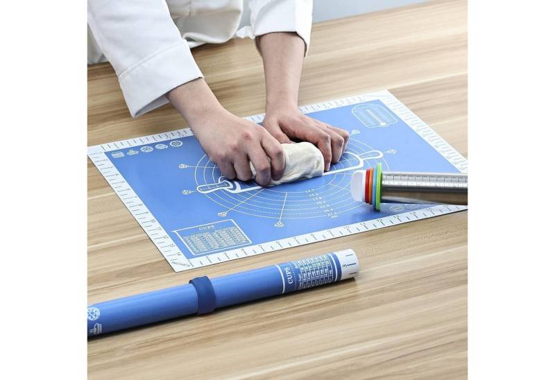 LuxusKollektion Kochbesteck-Set Backmatte Silikon Antihaft 60x40cm 60 x 40cm Immergrün Blau von LuxusKollektion