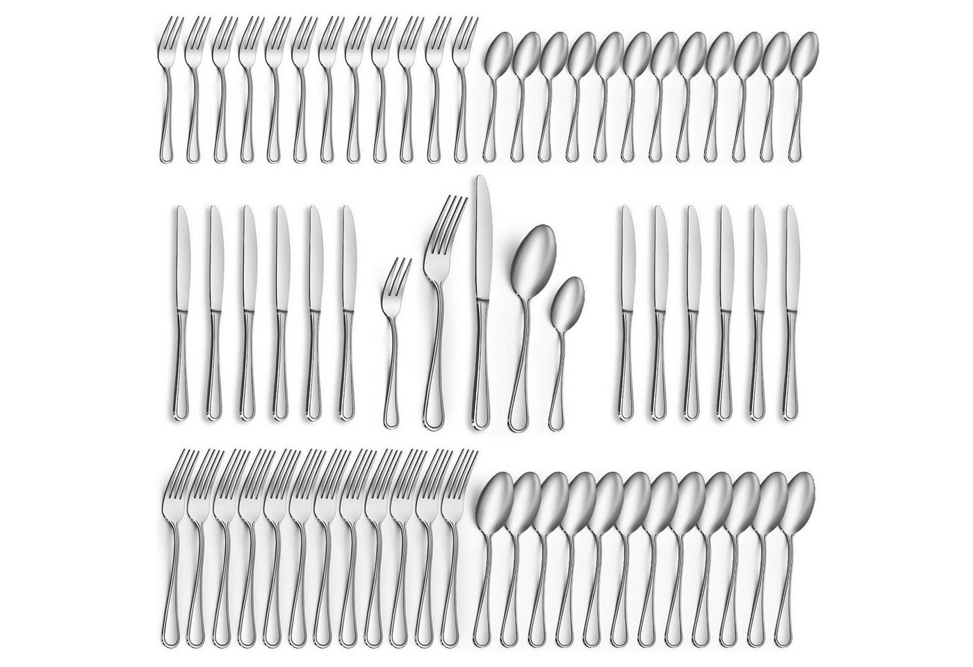 LuxusKollektion Kochbesteck-Set Besteck 60tlg Edelstahl Messer Gabeln Breiter Griff 60 LuxusKollektion Kochbesteck-Set Besteck 60tlg Edelstahl Messer Gabeln Breiter Griff 60 von LuxusKollektion
