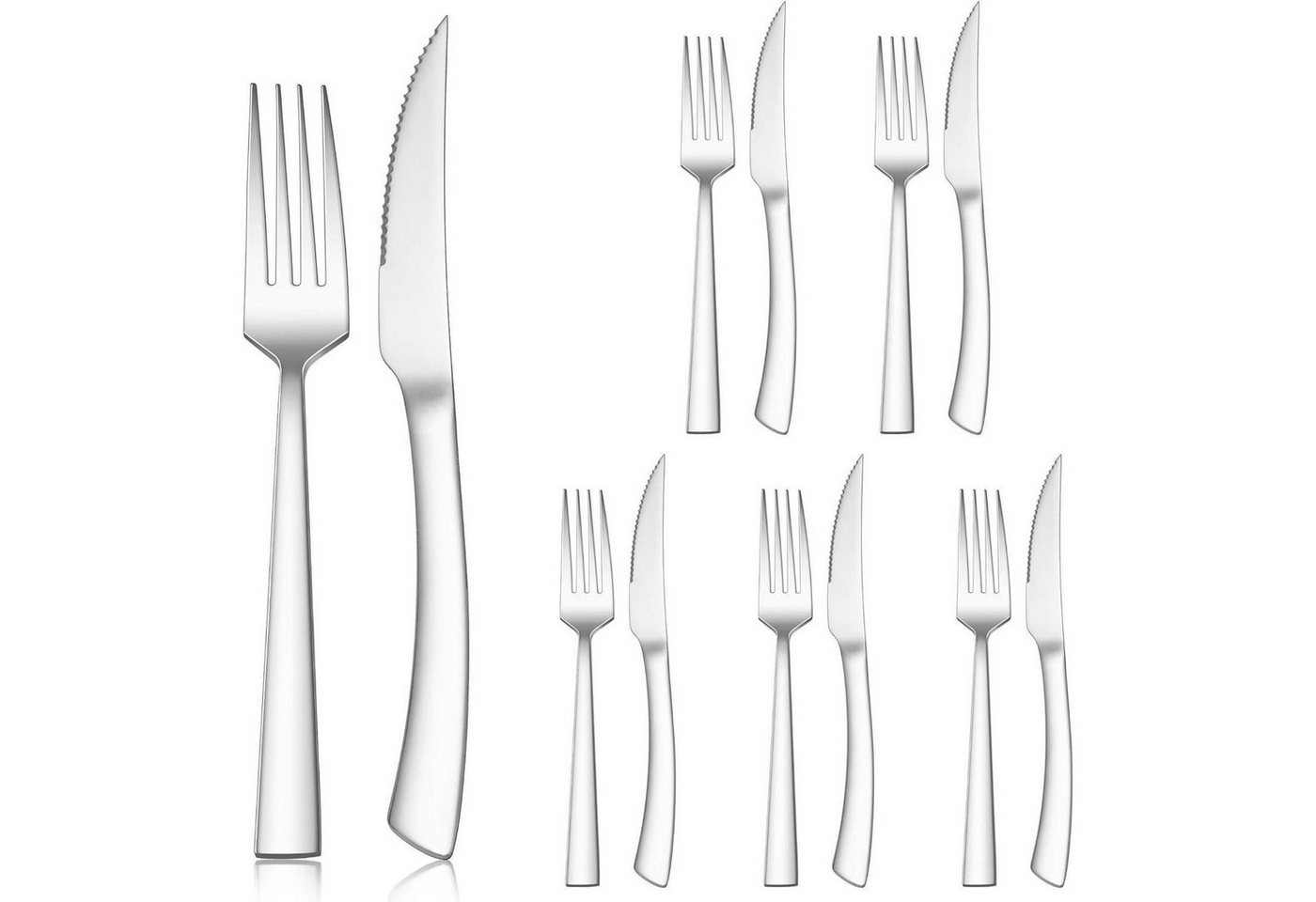 LuxusKollektion Kochbesteck-Set Besteck Messer Gabel Edelstahl Set 12 Modern Griff LuxusKollektion Kochbesteck-Set Besteck Messer Gabel Edelstahl Set 12 Modern Griff von LuxusKollektion