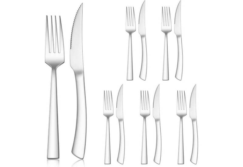 LuxusKollektion Kochbesteck-Set Besteck Messer Gabel Edelstahl Set 12 Modern Griff von LuxusKollektion