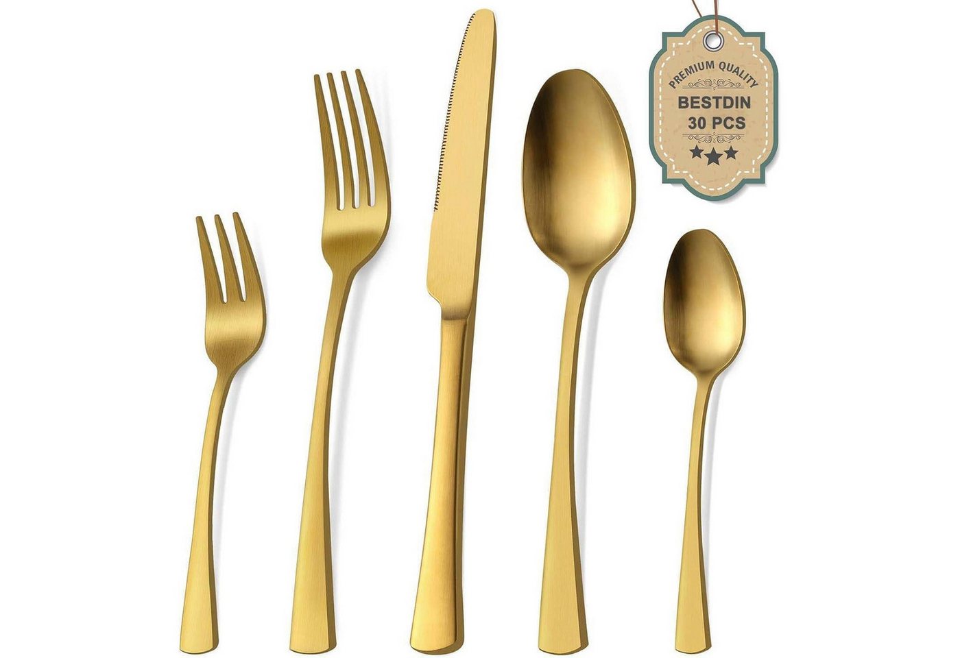 LuxusKollektion Kochbesteck-Set Besteckset 30 Edelstahl matt Gold Messer 30 Teilig-matt Gold 30 teilig LuxusKollektion Kochbesteck-Set Besteckset 30 Edelstahl matt Gold Messer 30 Teilig-matt Gold 30 teilig von LuxusKollektion